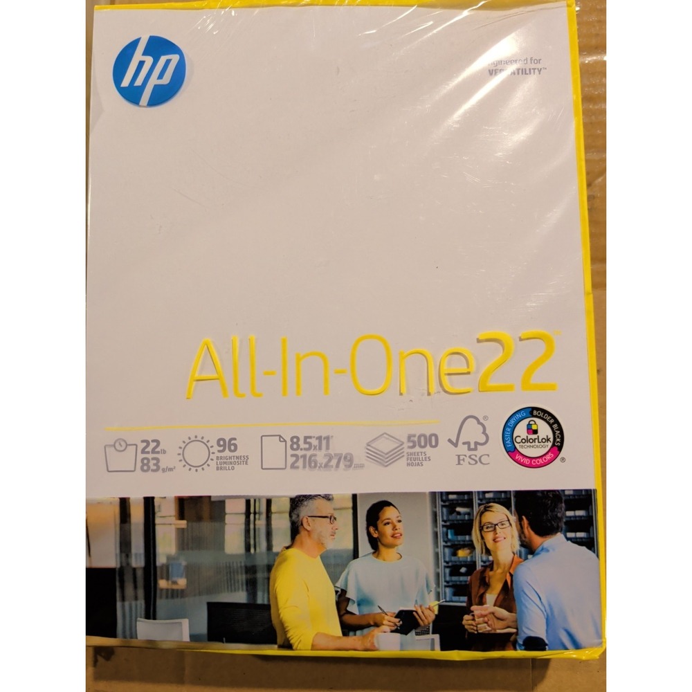 Hp All-In-One Printing Paper 96 Bright 22lb Letter White 500 Sheets/Ream 207000
